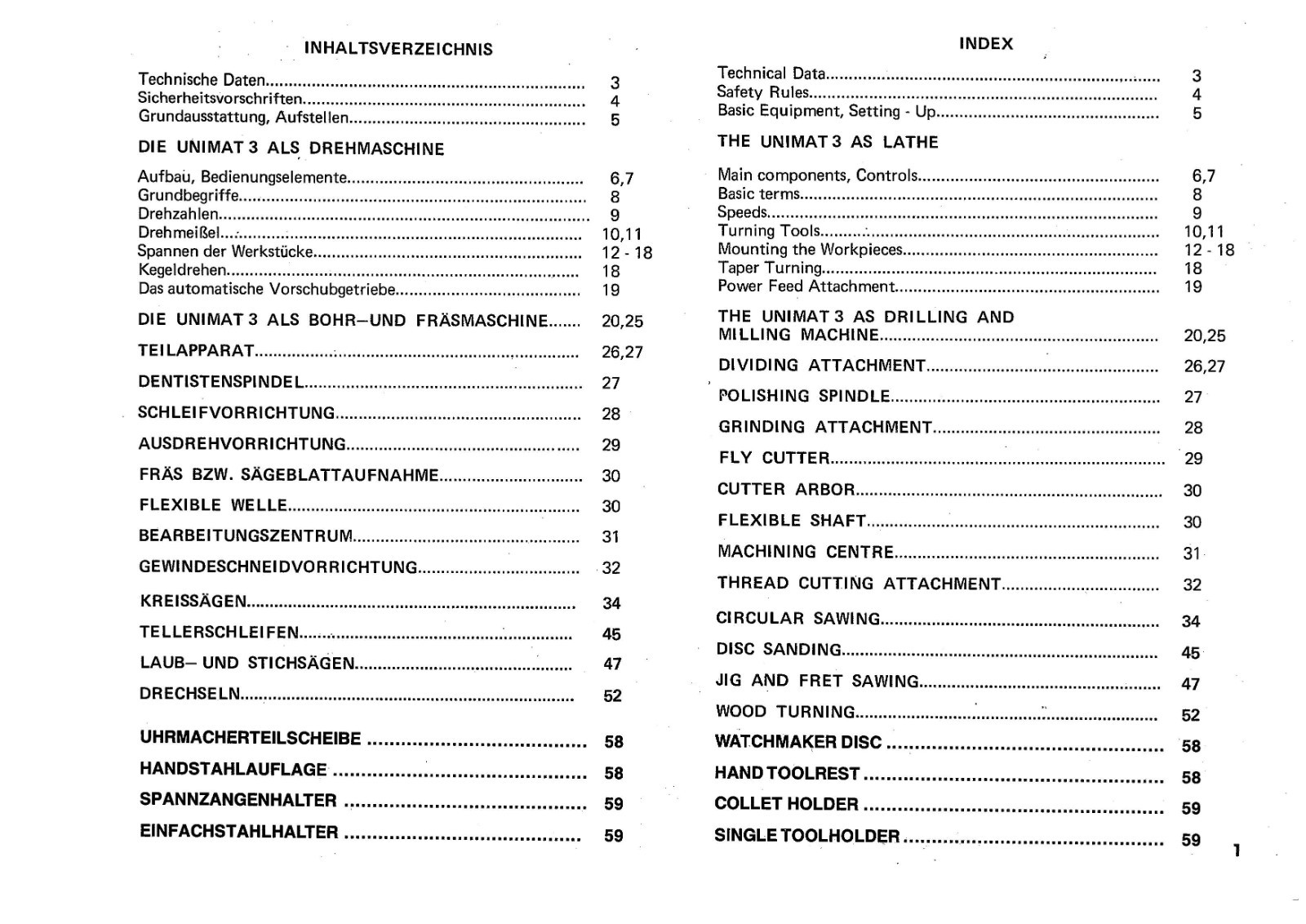 3 UNIMAT MM LATHE & Milling Machine OPERATOR Instr. Manual Fits 1986 EMCO VS2050