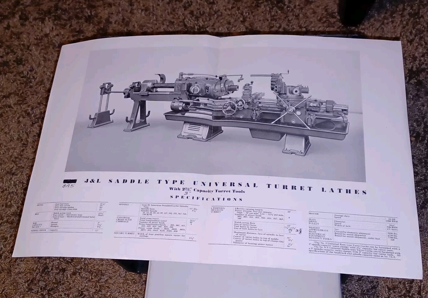 Jones & Lamson Machine Co SADDLE TYPE UNIVERSAL TURRET LATHES Catalog TOOL FLYER