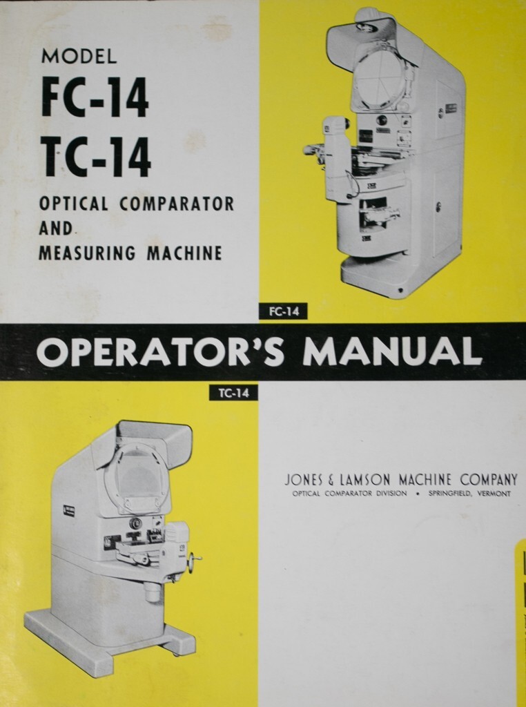 Jones & Lamson FC-14 TC-14, Comparator Operators, Maintenance & Wiring Manual