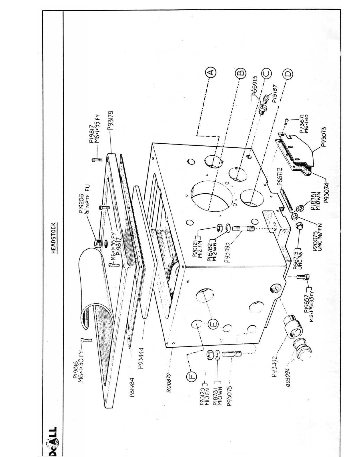 DoALL 13″ Engine Lathe LD1320, LD1340, & LD1360 Parts List Manual #1600