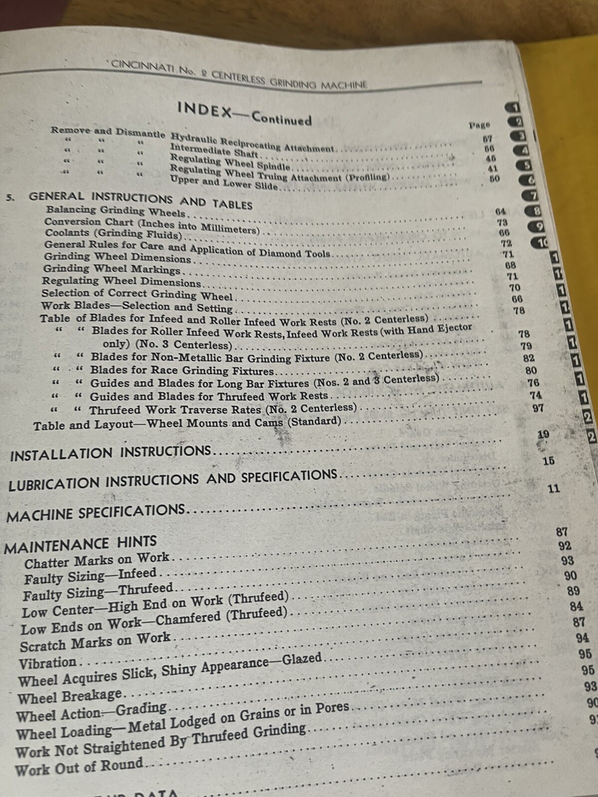Service Manual and Parts List Cincinnati No.2 Centerless Grinder