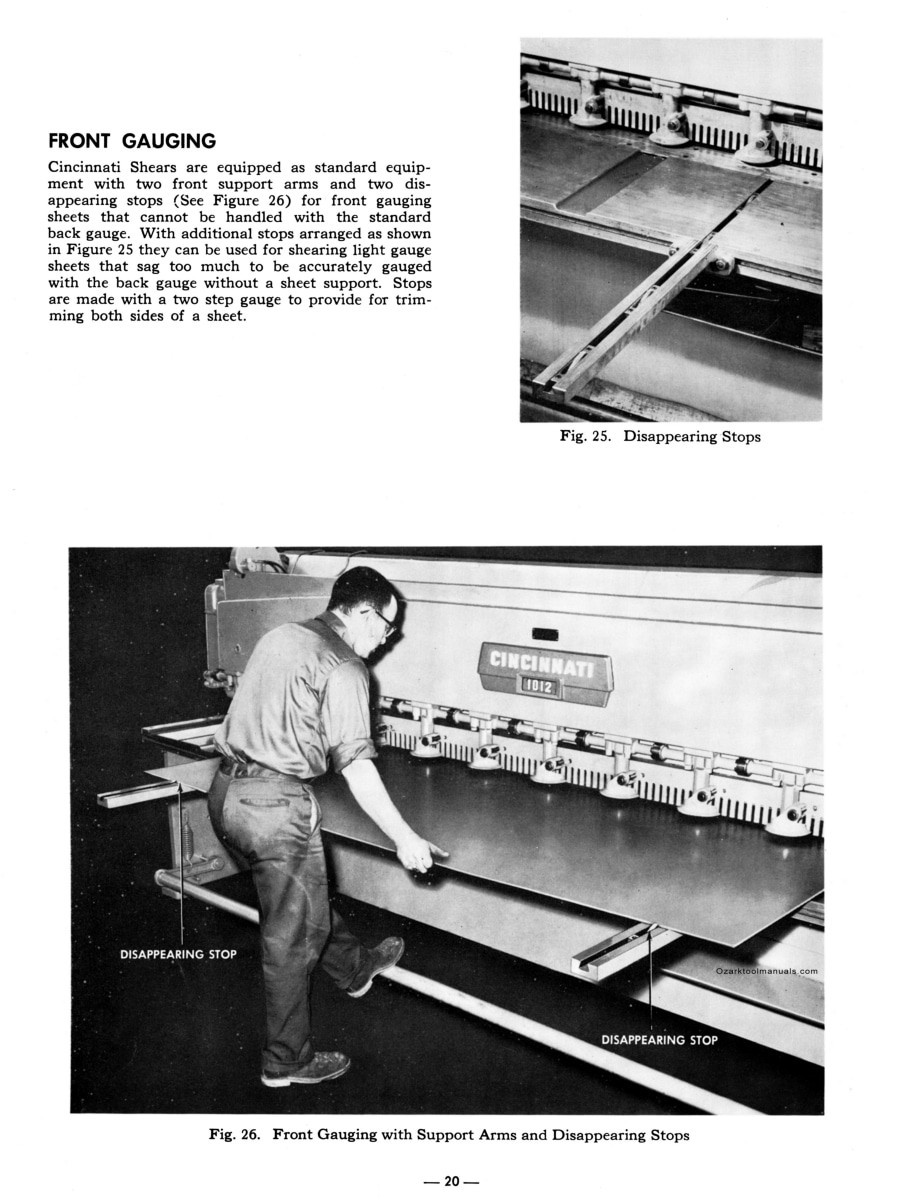 Cincinnati 14-18, 25, 62, 100 Shears Operator Maintenance Service Manual 1787