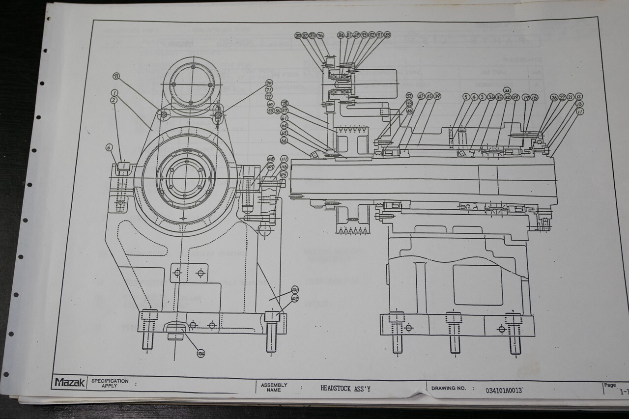 Mazak CNC Lathe Mechanical Parts List Quick Turn QTN-20 11″ x 17″ Format