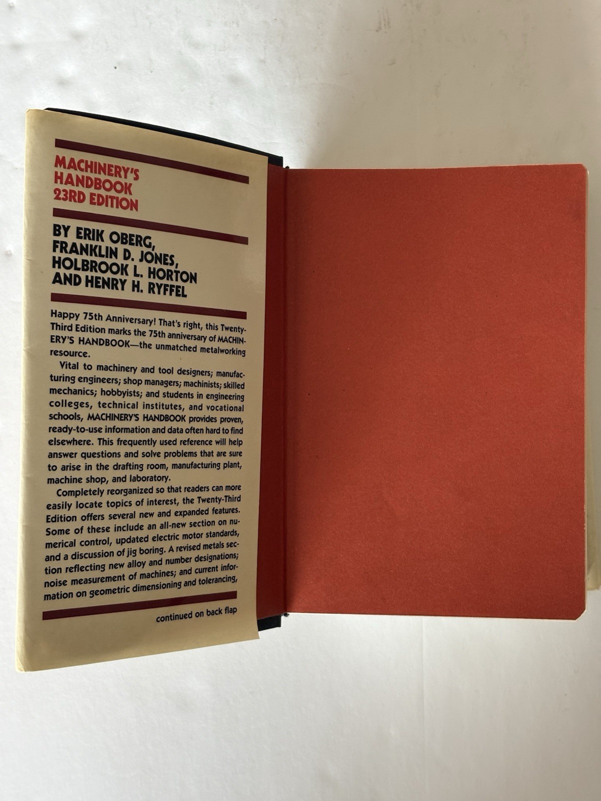 Industrial Press Machinery’s Handbook 23rd Revised Ed Hardcover w/ Dust Jacket