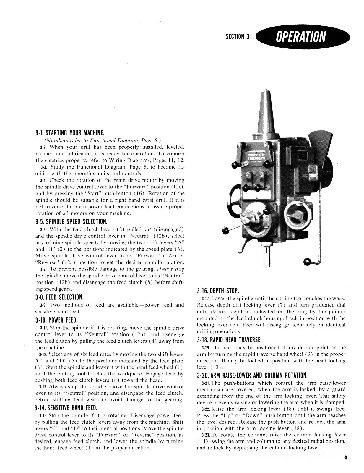 Cincinnati 3′ Arm 7″ Column Radial Drilling Machine Service & Parts Manual #1775
