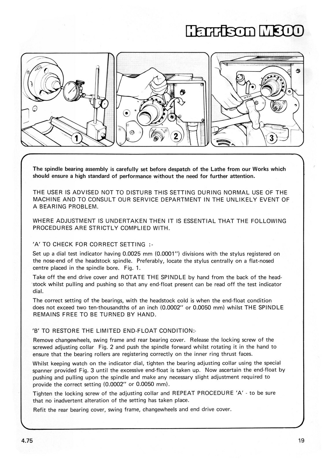 Harrison M300 Lathe 13″ Instruction & Parts List Manual #1408