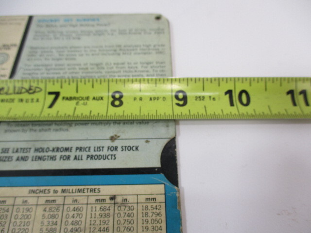 HOLO-KROME Bolt / Socket Head Screw Selector Slide Calculator # 273, Set Screws