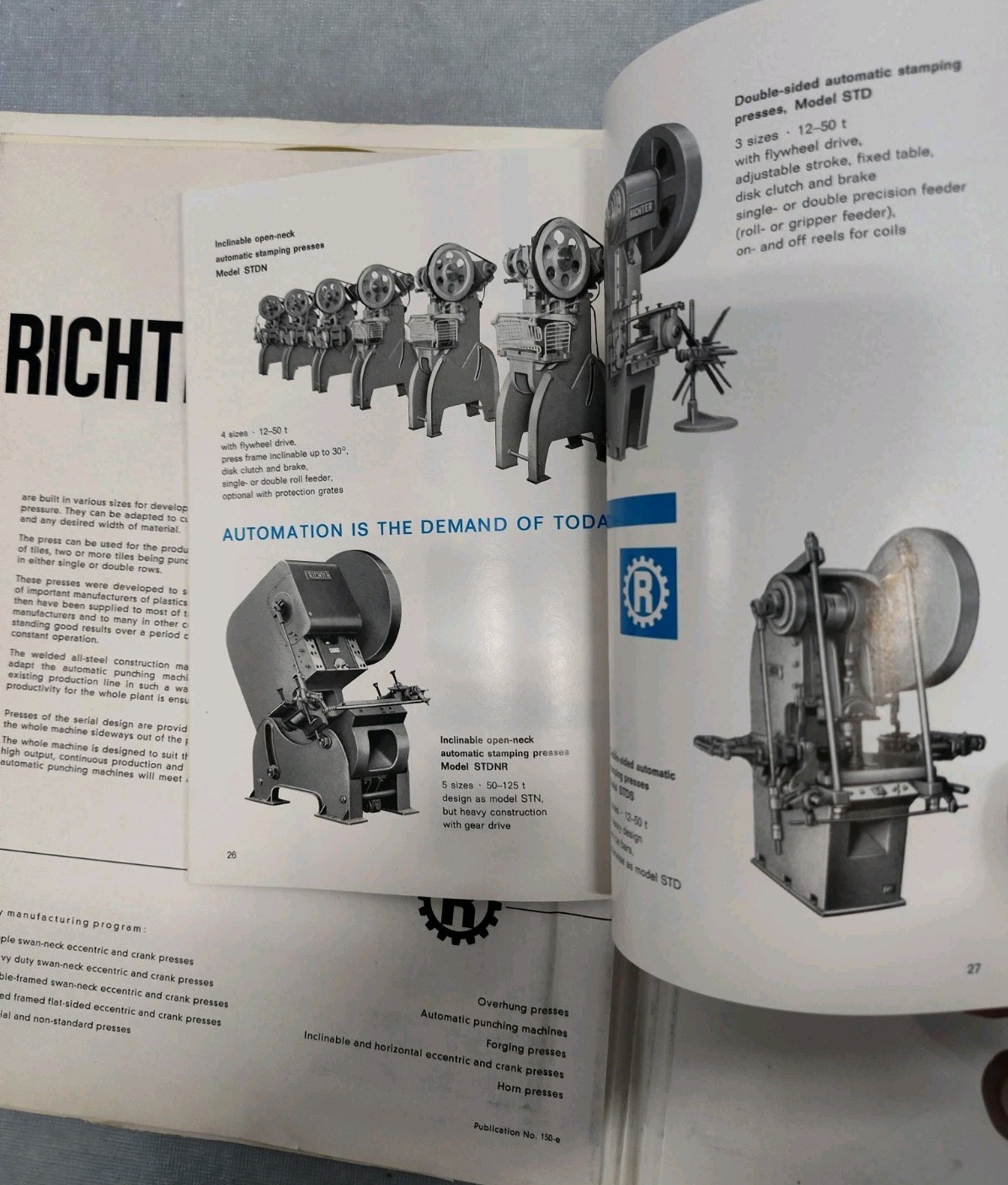 Richter Presses Pels Advertising Brochure Industrial Metal Working Machinery Vtg