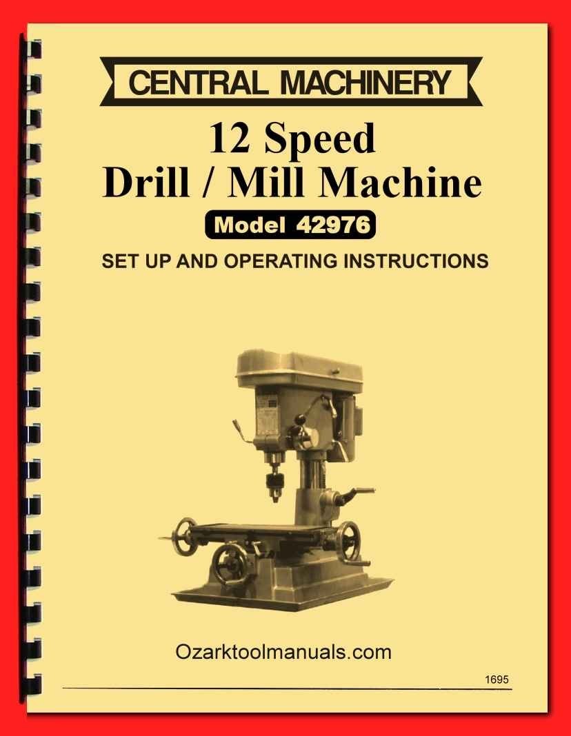 Central Machinery 42976 Drill/Milling Machine Instructions Parts Manual 1695
