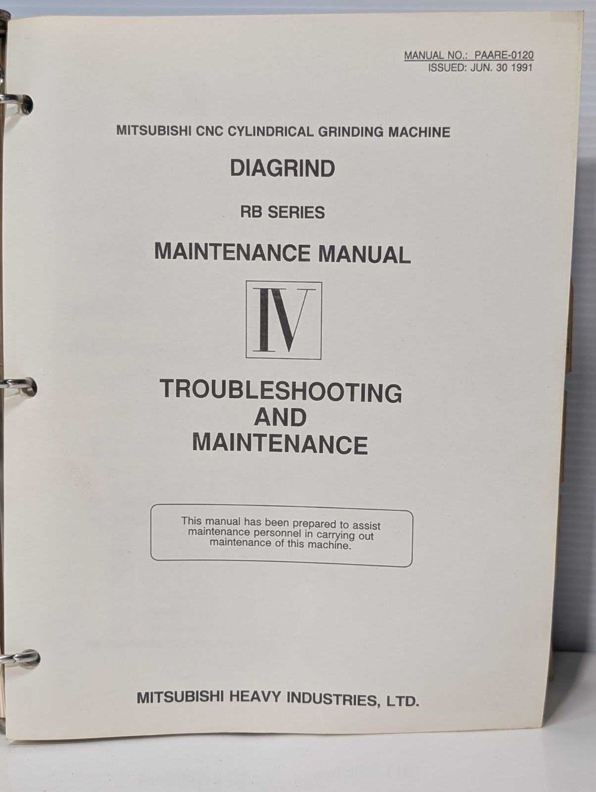 Lot of 3: Mitsubishi/ Fanuc Maintenance Manuals for RB23/32/35, O-GB CNC Grinder