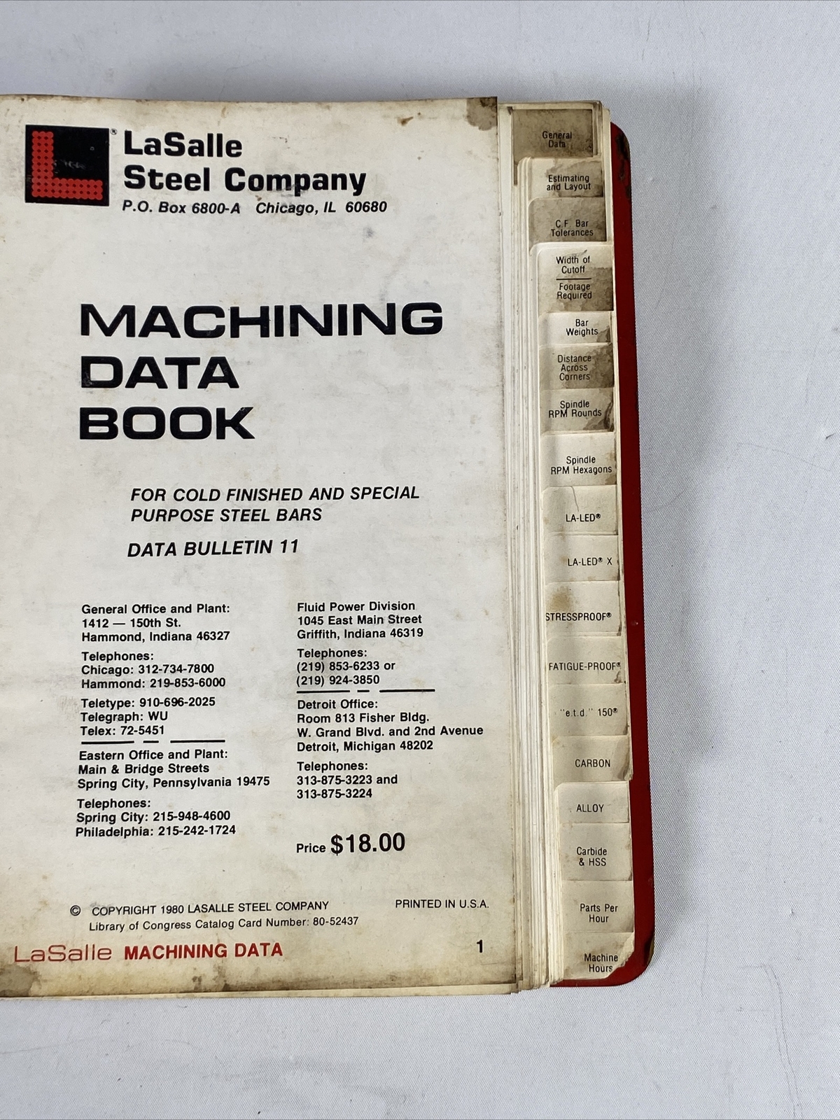 LaSalle Machining Data Book 1980 LaSalle Steel Data Bulletin 11