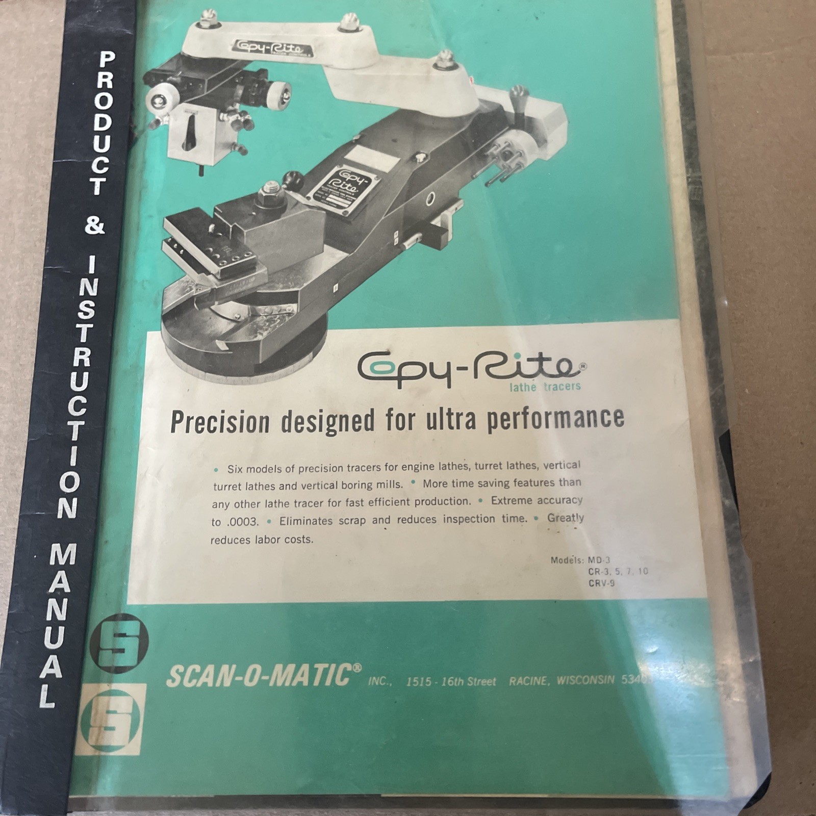 Scan-o-matic Copy-Rite Hydraulic Tracer Unit Installation Operating Instructions
