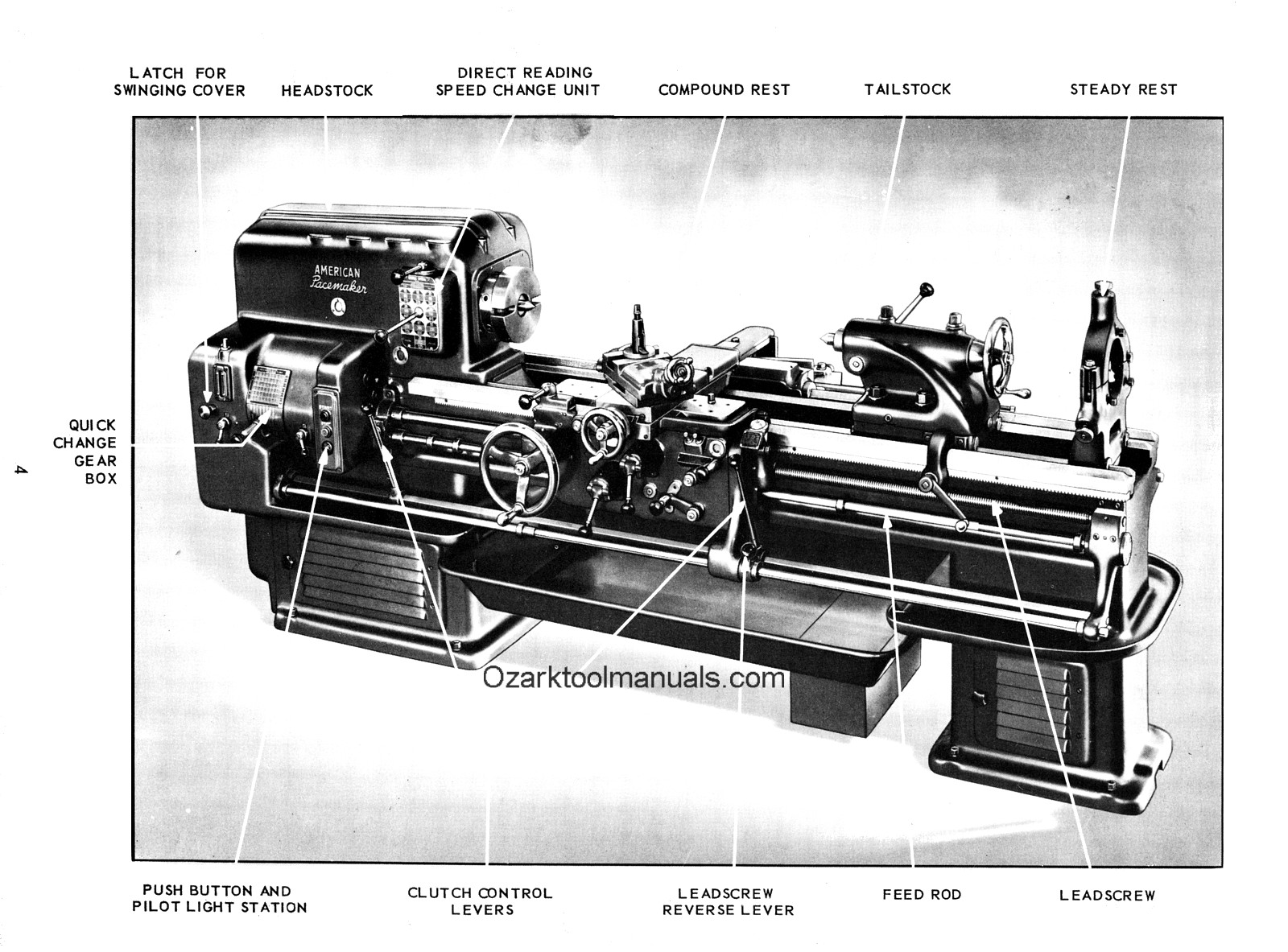 AMERICAN TOOL WORKS 14″-16″-18″-20″-22″-25″ Metal Lathe Part Manual 0009