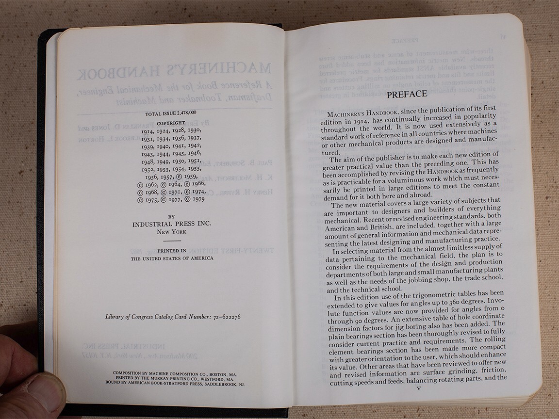 Machinery’s Handbook Revised 21st Ed. 1982