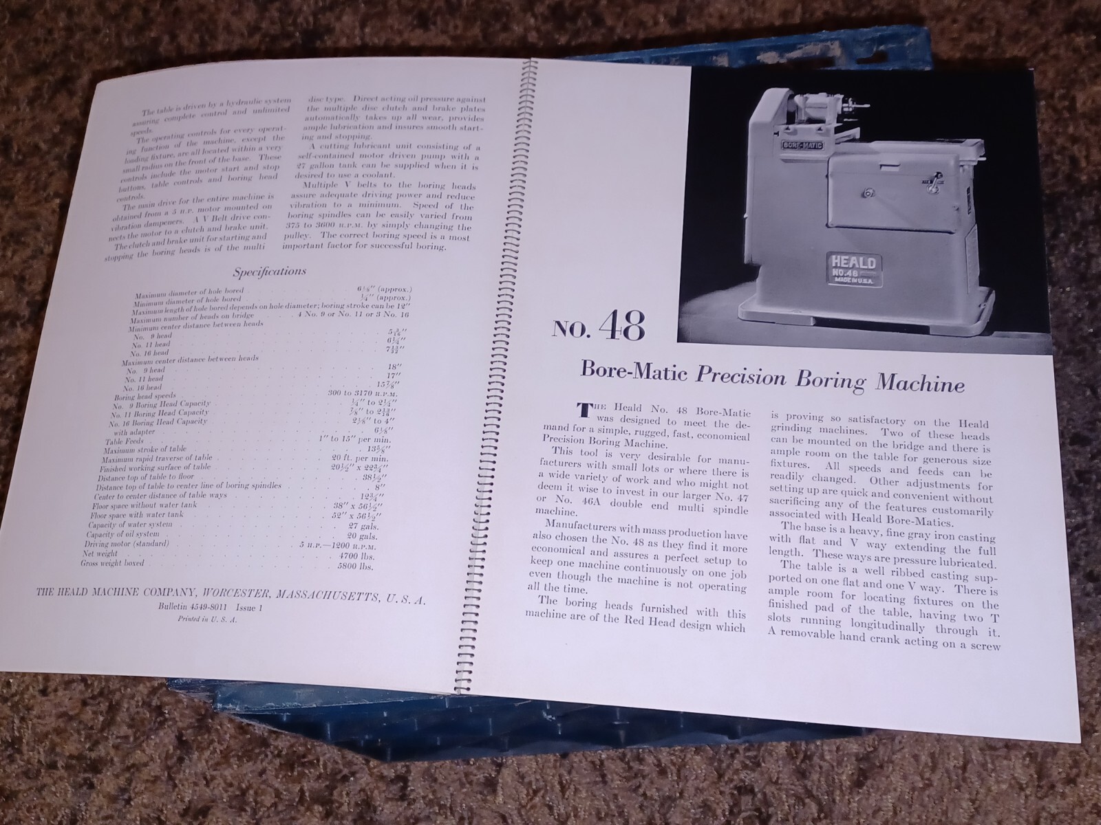 HEALD COMPANY Precision GRINDING BORING Borizing MACHINES CATALOG BOOK Issue 2