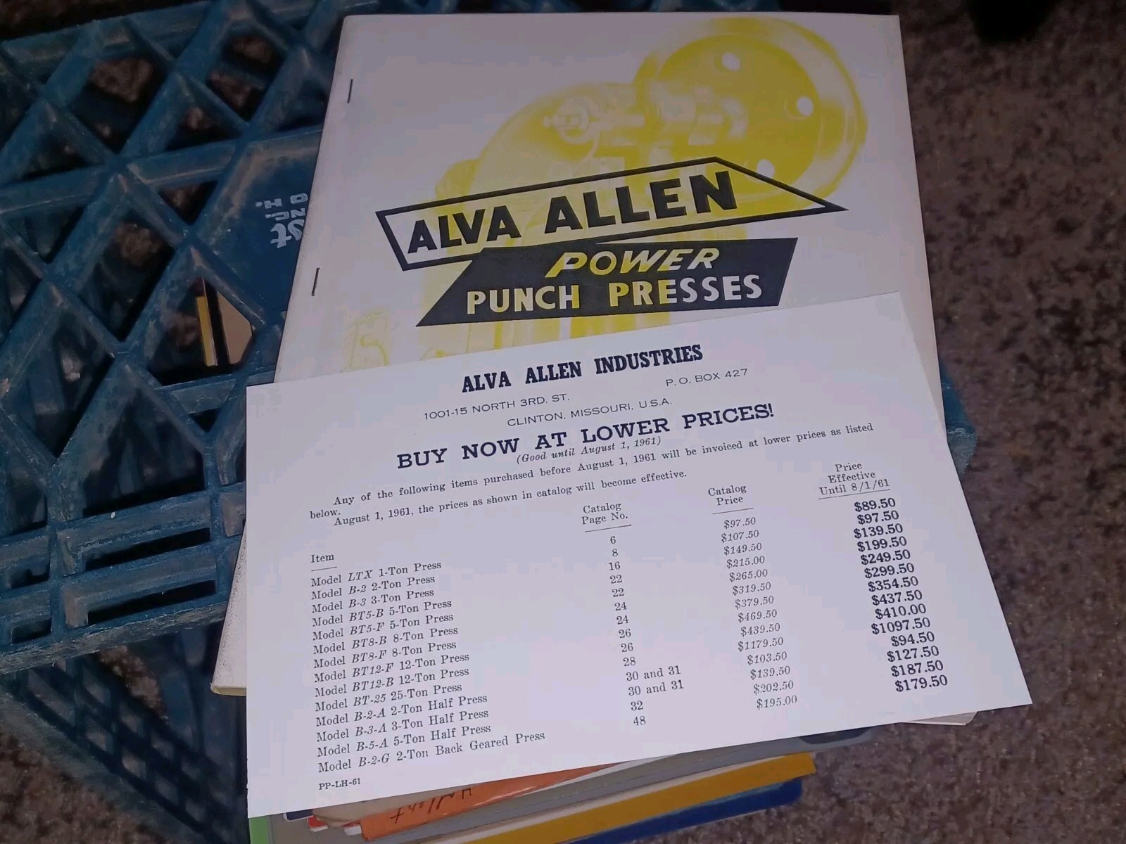 Alva Allen Industries Catalog W Letter 1961 Power Punch Presses Machine Tools