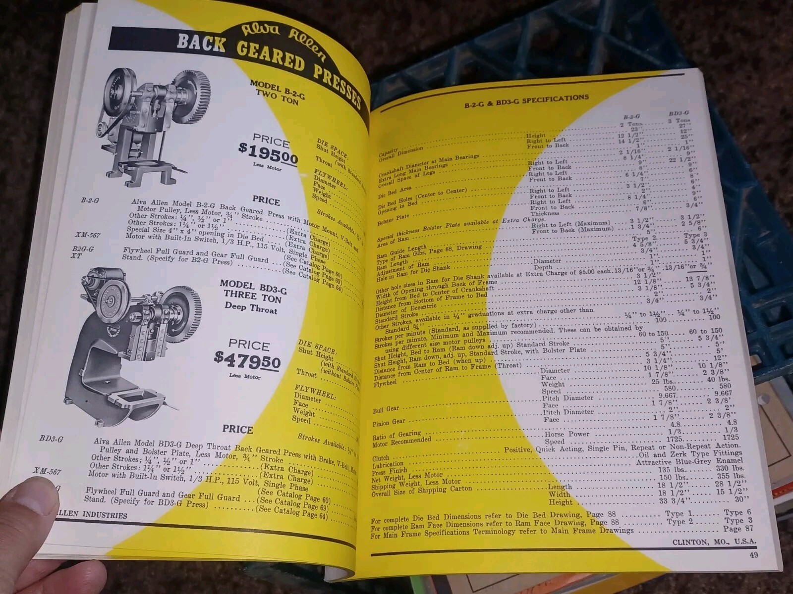 Alva Allen Industries Catalog W Letter 1961 Power Punch Presses Machine Tools