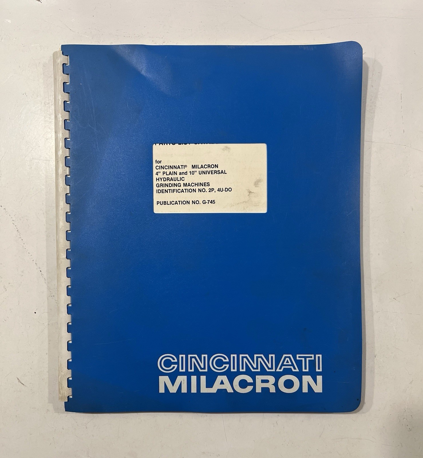 Cincinnati Milacron Hydraulic Grinding Machine Manual 4” Plain 10” Universal