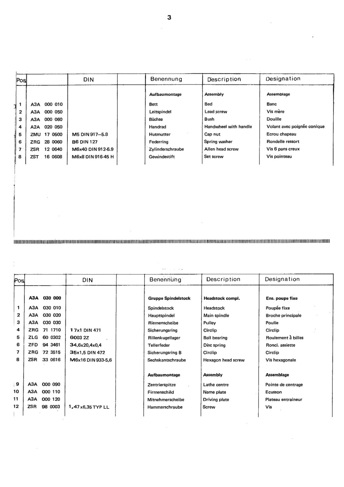 3 UNIMAT MM LATHE & Milling Machine OPERATOR Instr. Manual Fits 1986 EMCO VS2050