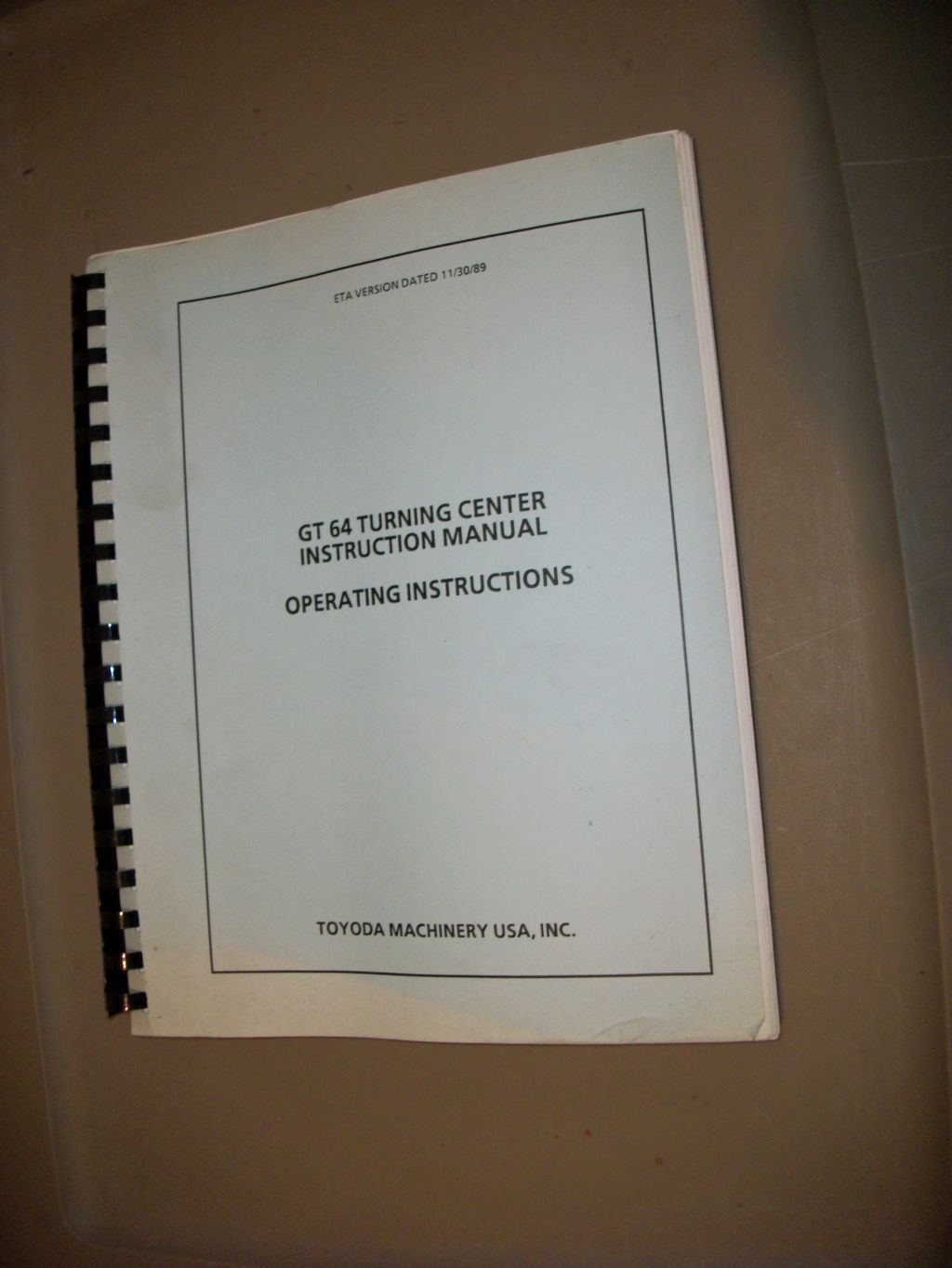Toyoda GT 64 Turning Center Instruction Operating Manual