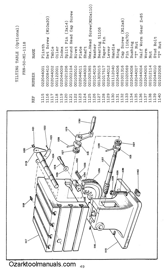 NARDINI FRN-50 12″ x 48″ Radial Drill Press Owner Service Parts Manual 1318