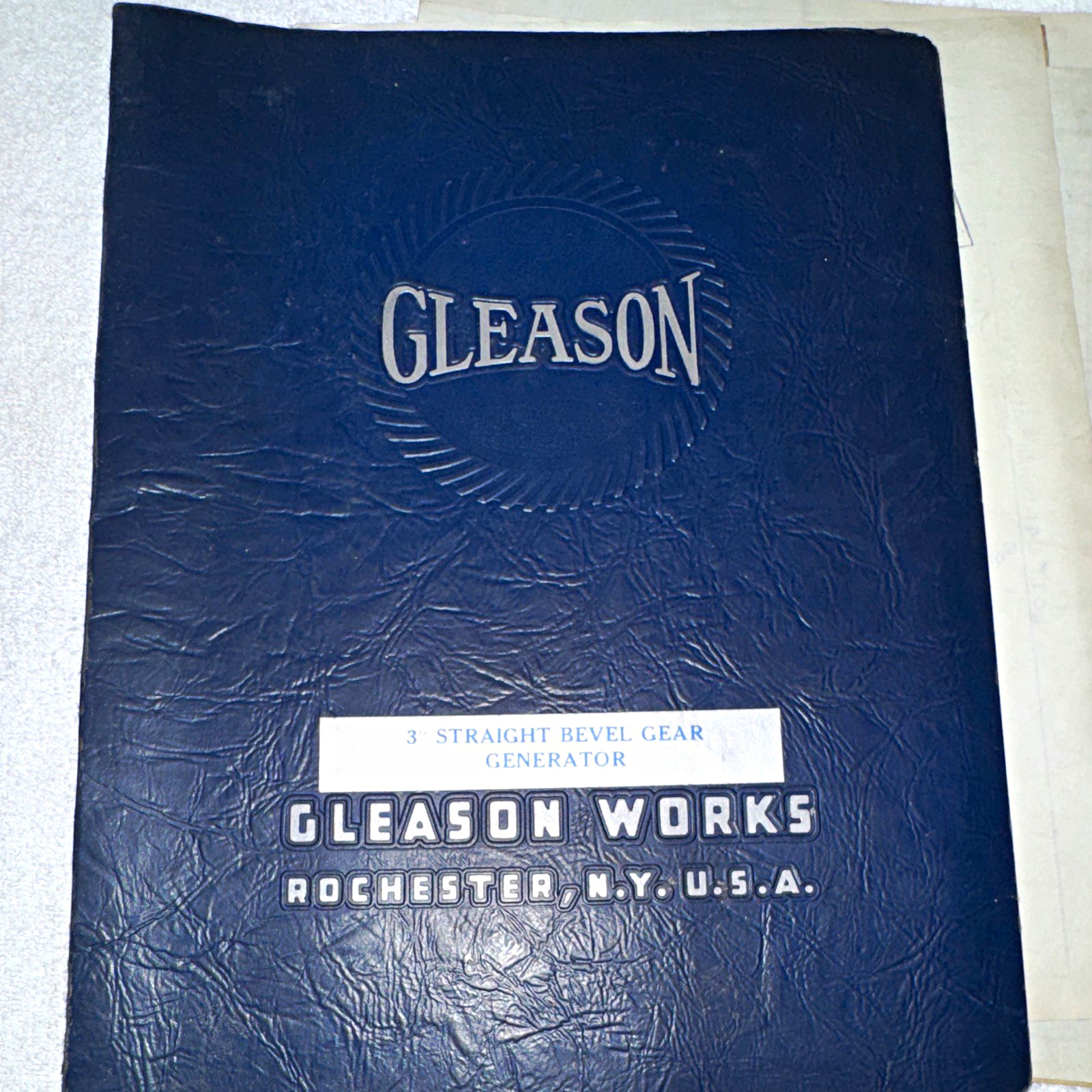 1939 Gleason 3” Straight Bevel Gear Generator Operating Manual G3W-775B