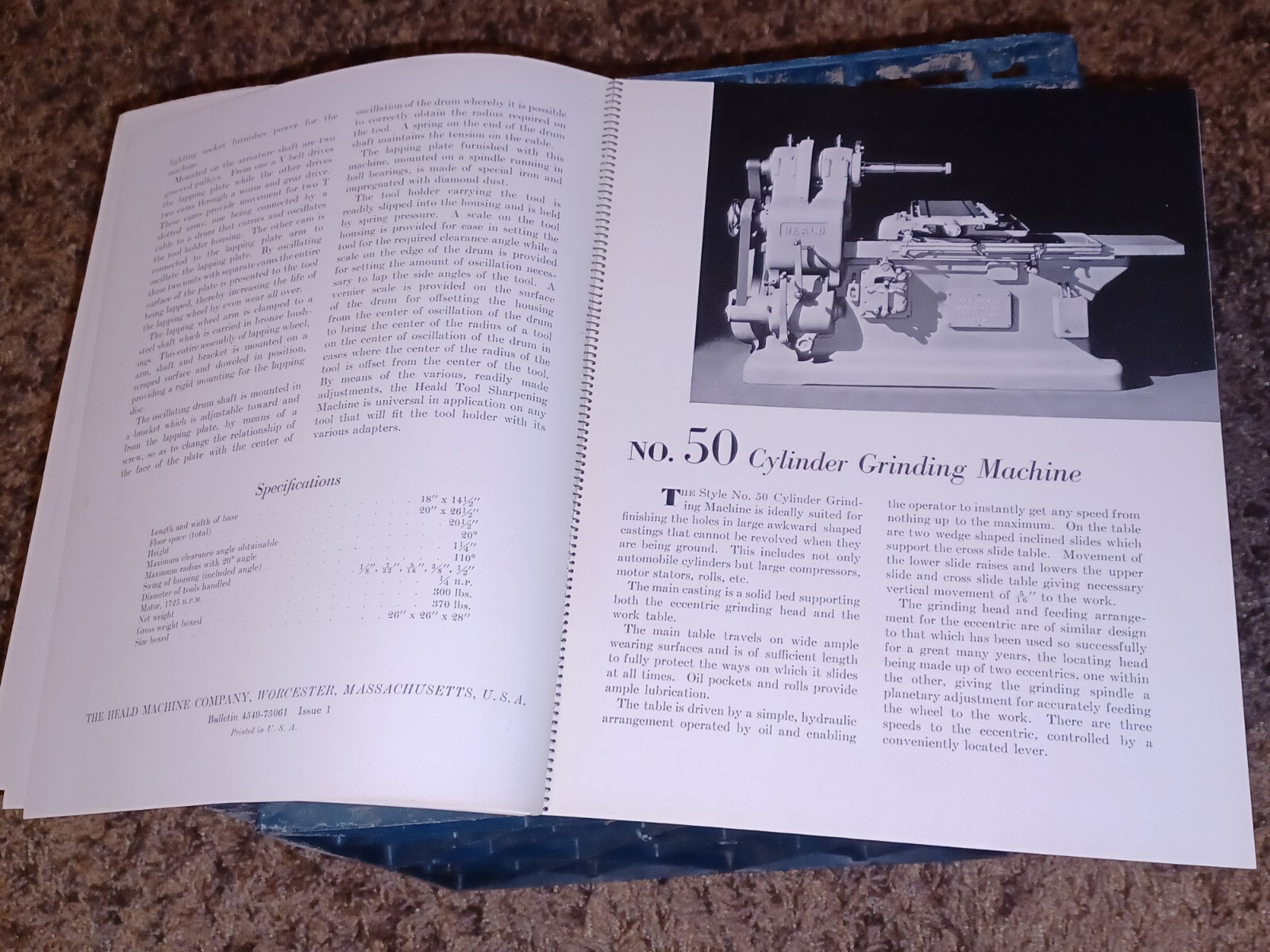 HEALD COMPANY Precision GRINDING BORING Borizing MACHINES CATALOG BOOK Issue 2