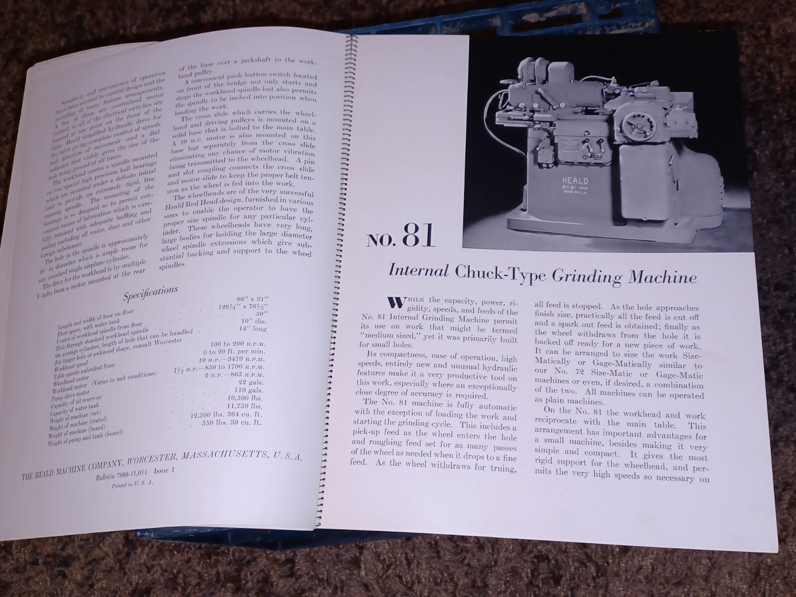 HEALD COMPANY Precision GRINDING BORING Borizing MACHINES CATALOG BOOK Issue 2