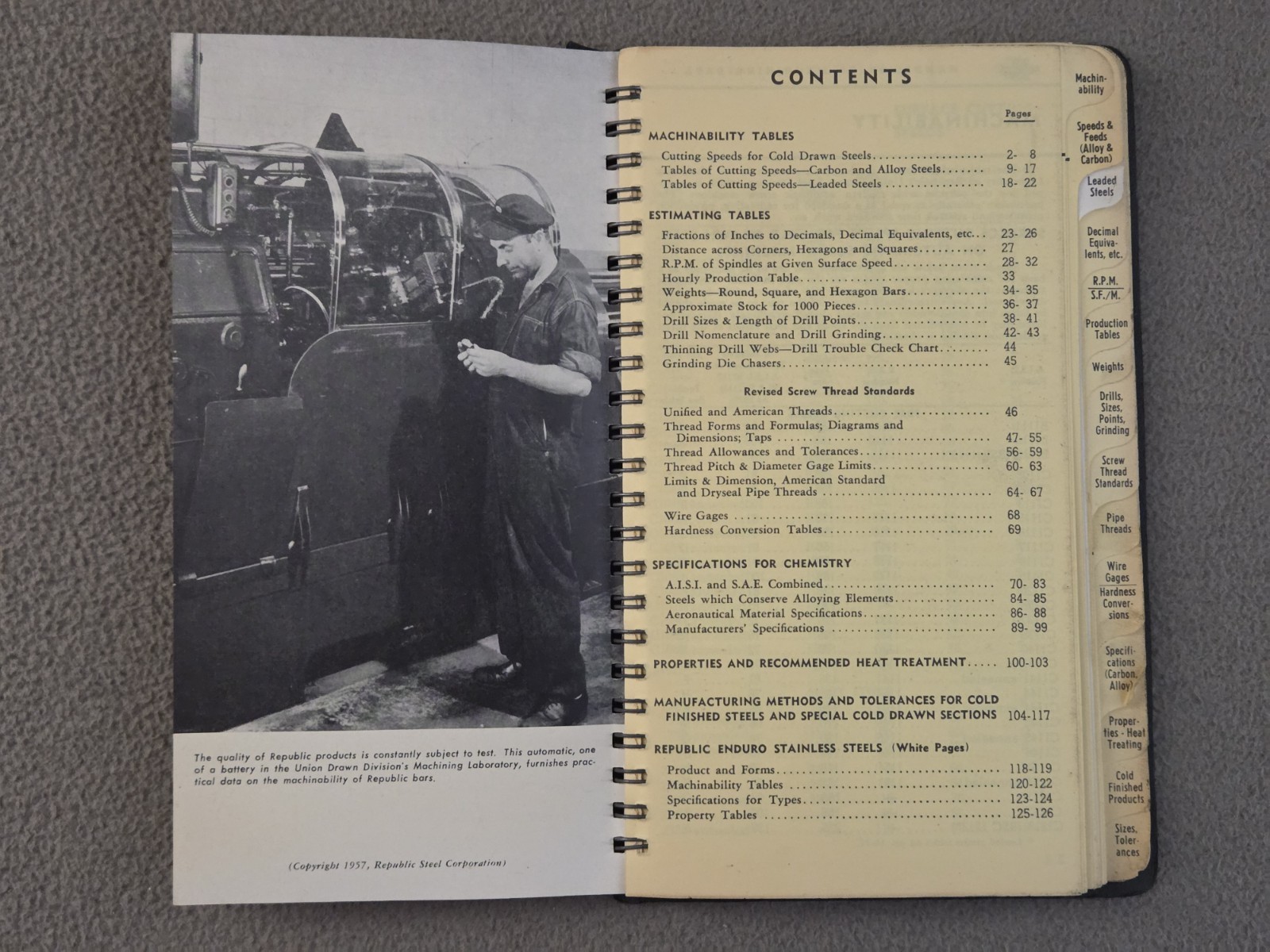 Republic Steel Machining Data For Cold Finished Bars Metals Book 1957