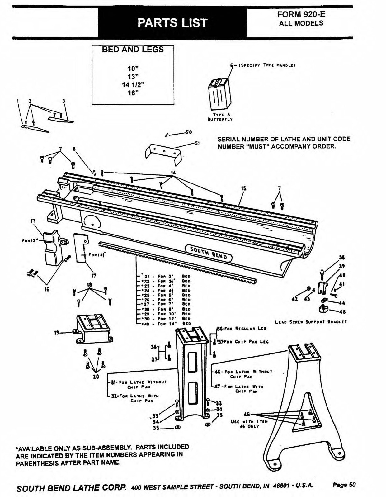 Lathe Maintenance Parts Manual South bend 10, 13, 14 1-2, 16, 16-24 inch CE3458
