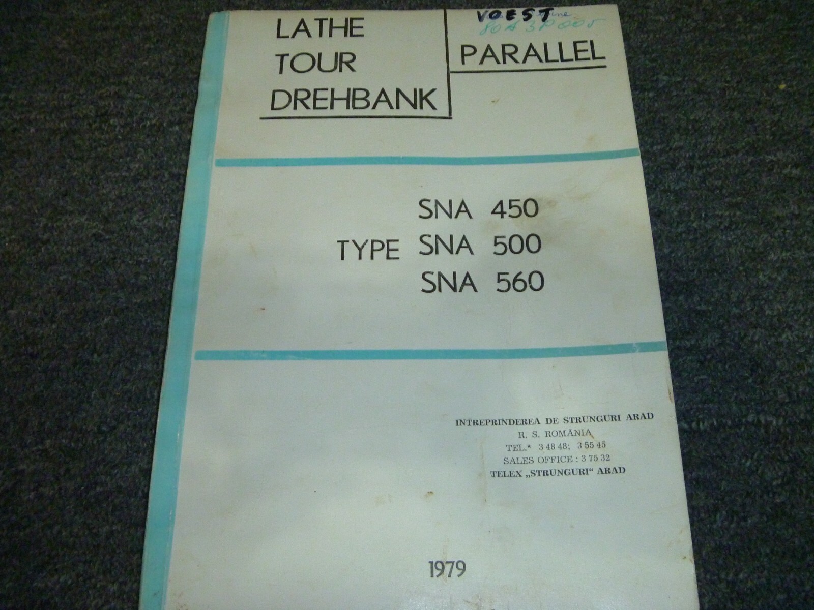 1979 Lathe Tour Drehbank SNA450 Universal Lathe Service Technical Manual xz