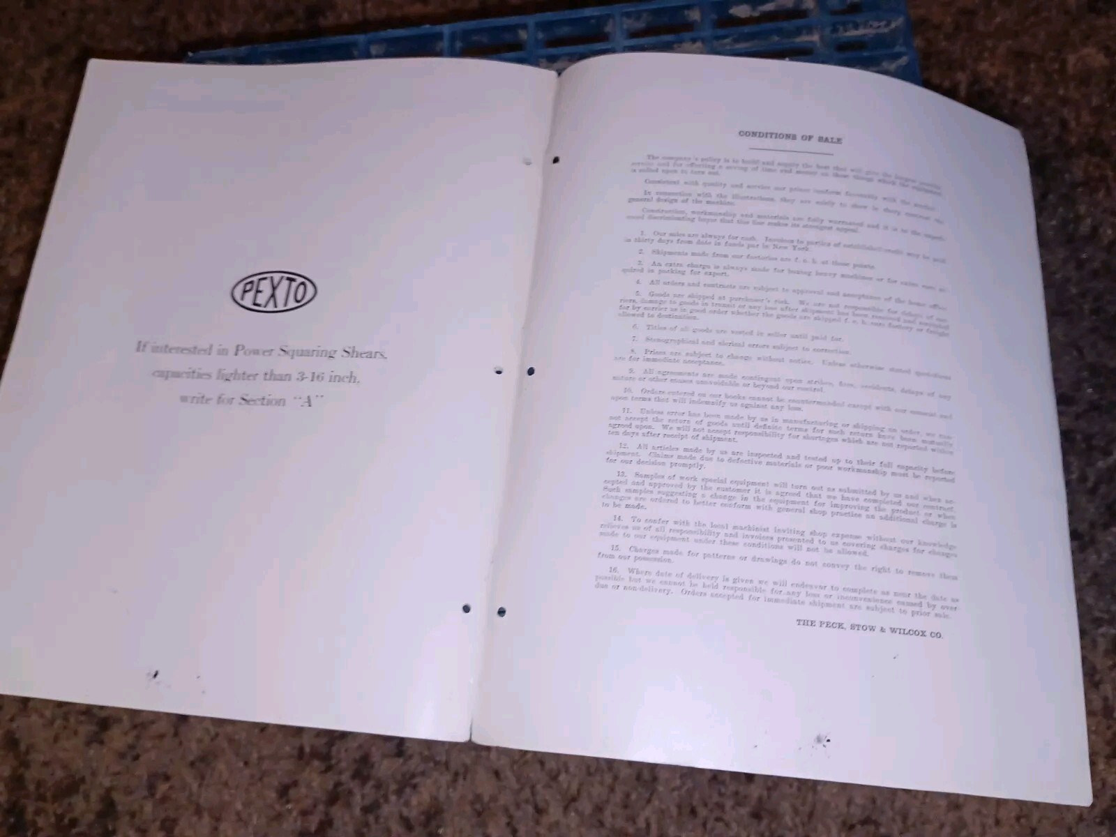 PEXTO Tool Catalog Bulletin PECK STOW WILCOX POWER SQUARING SHEARS Sheet Metal