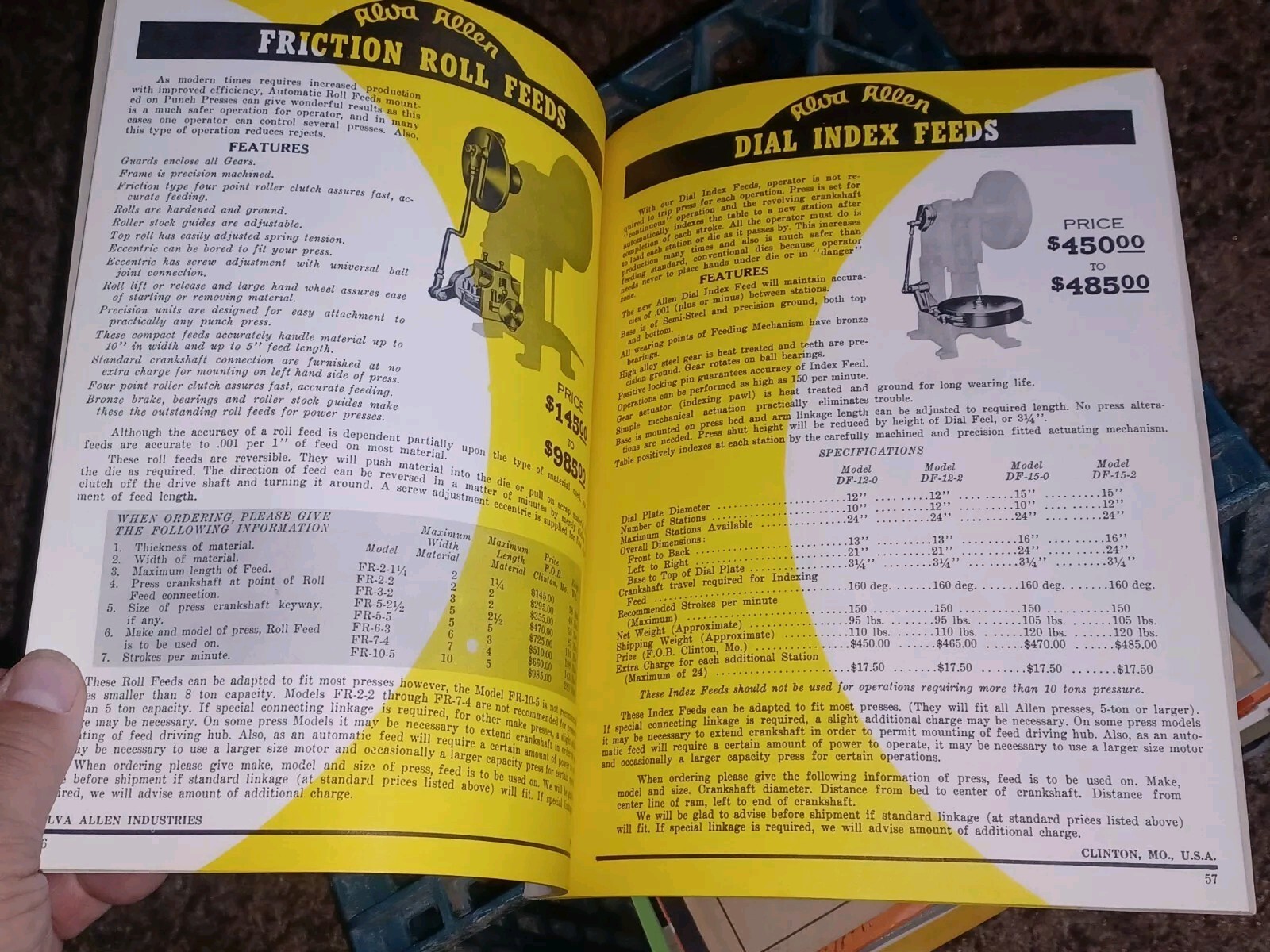 Alva Allen Industries Catalog W Letter 1961 Power Punch Presses Machine Tools