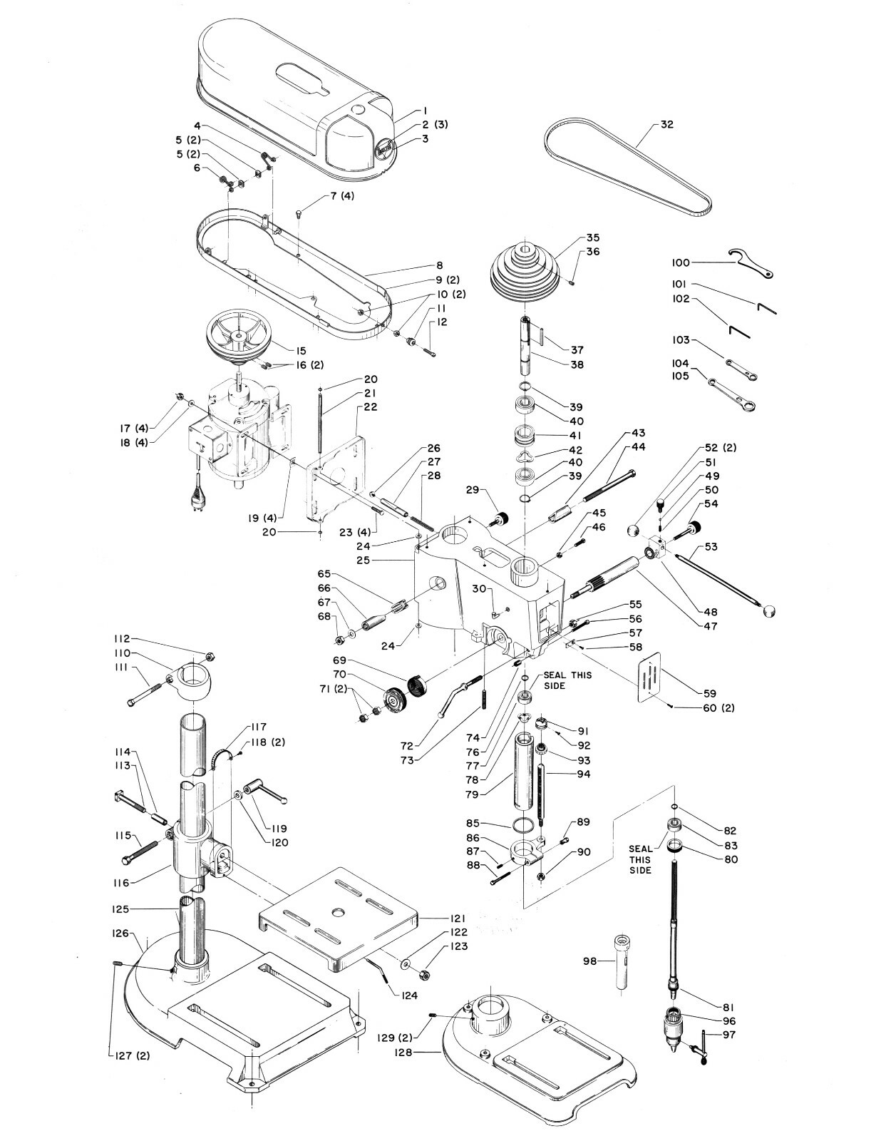 Rockwell Delta 6 + 6 Drill Press 15″ s/n up to 139-3001 Op & Parts Manual #1914