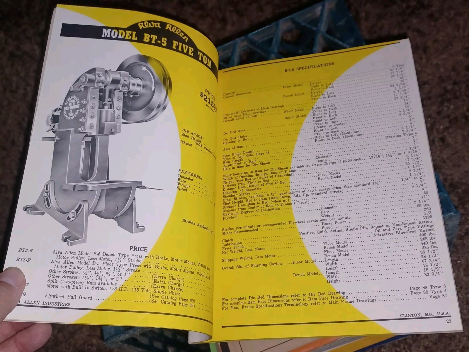Alva Allen Industries Catalog W Letter 1961 Power Punch Presses Machine Tools