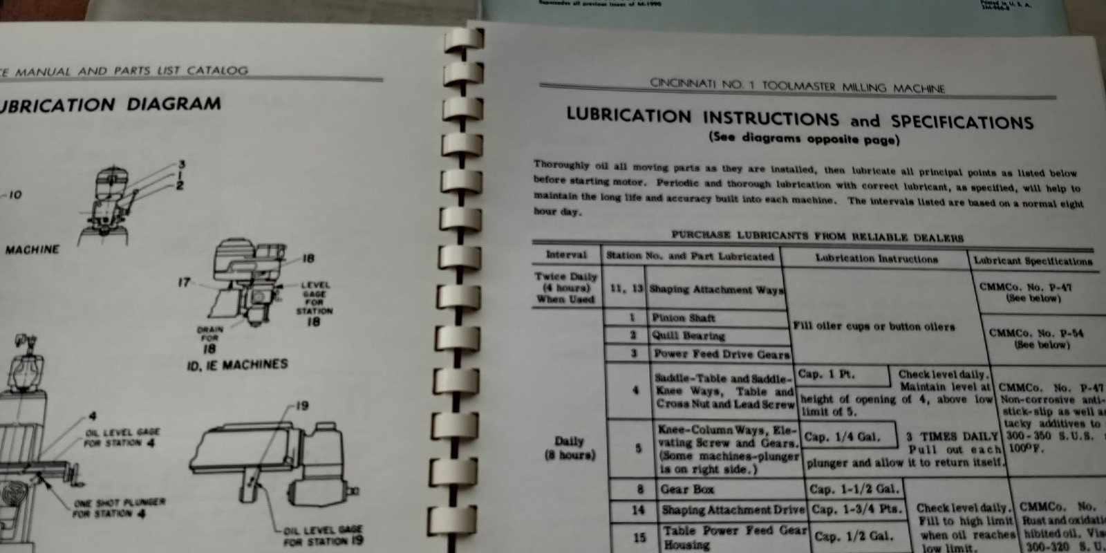 1967 Cincinnati Milling Machine ~ Toolmaster Mill Service Manual & Parts List