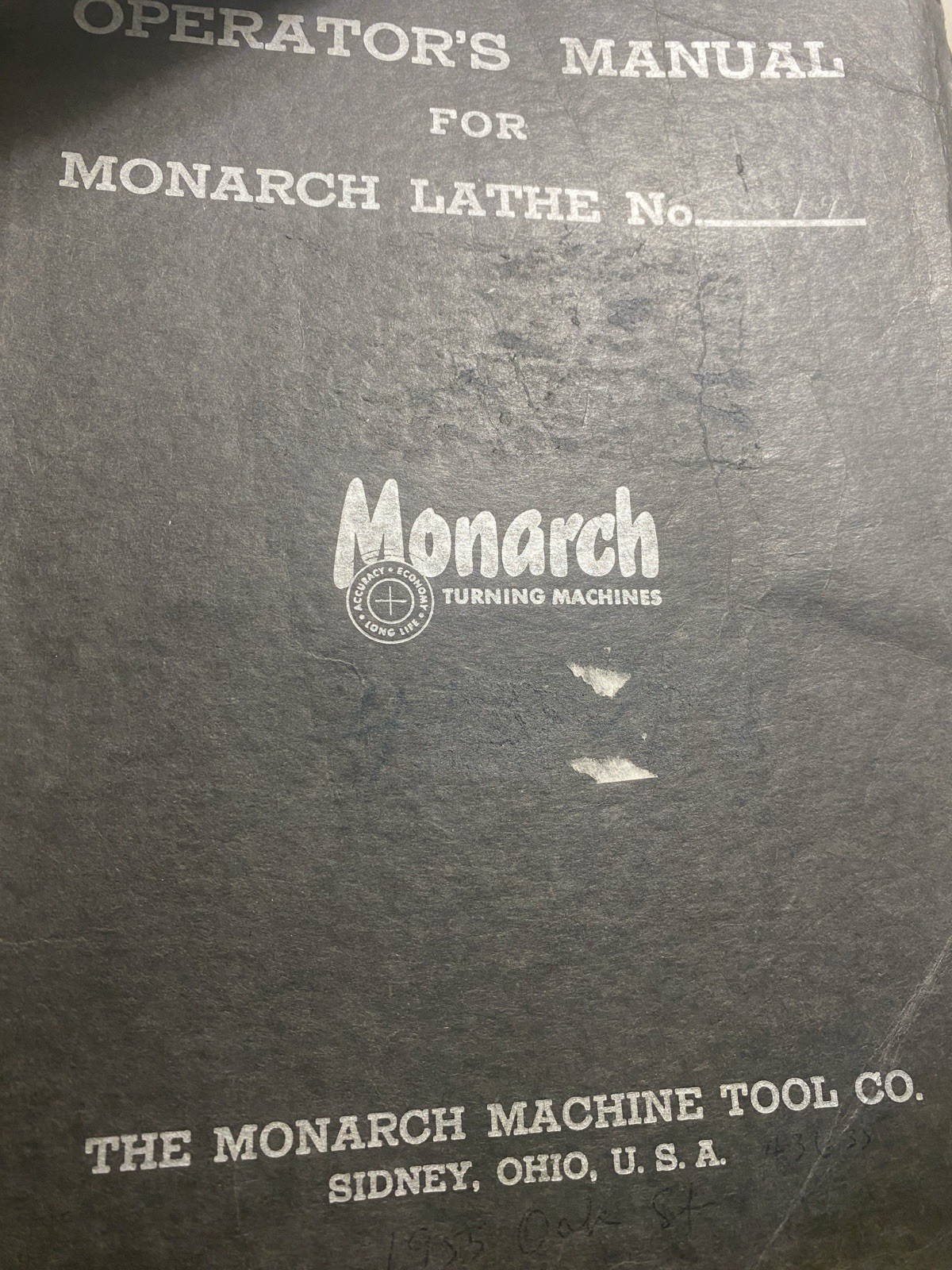Monarch 13” Toolmakers Engine Lathe Manual