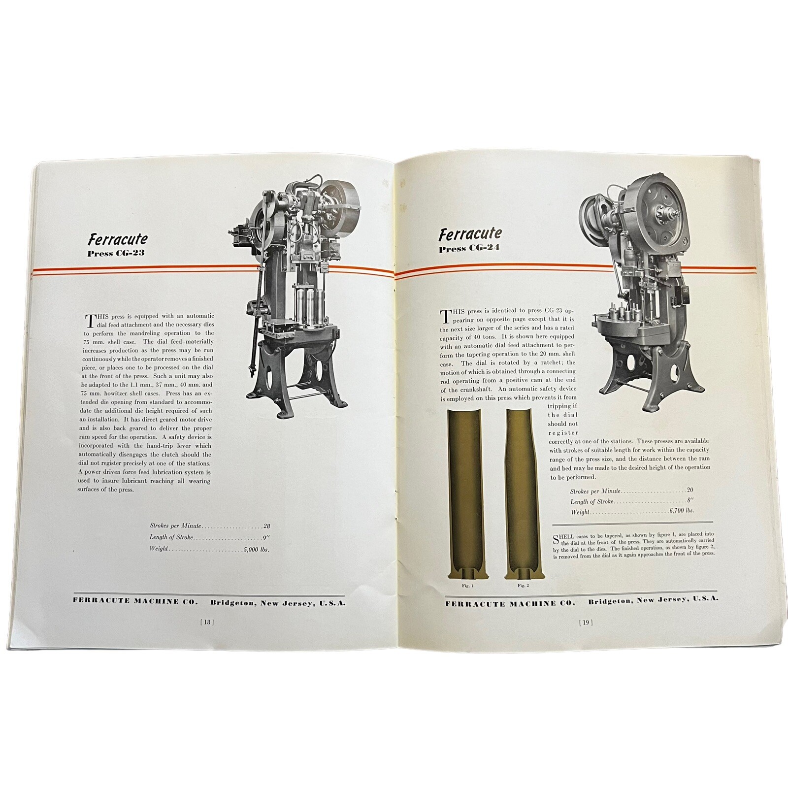 Vtg Ferracute Machine Company Bullet Cartridge Case Equipment 1942 Catalog WW2