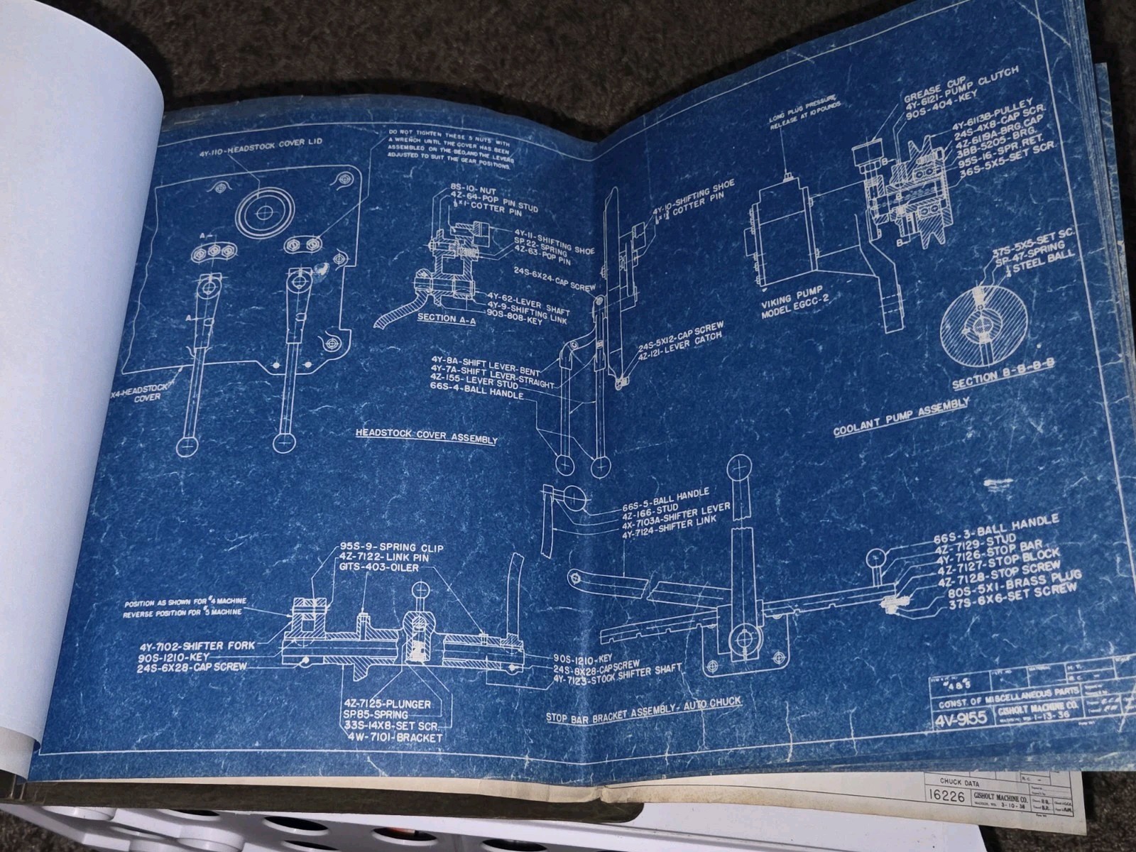 Gisholt Machine Company Blue Prints Book UNIVERSAL TURRET LATHE #5 Original VTG