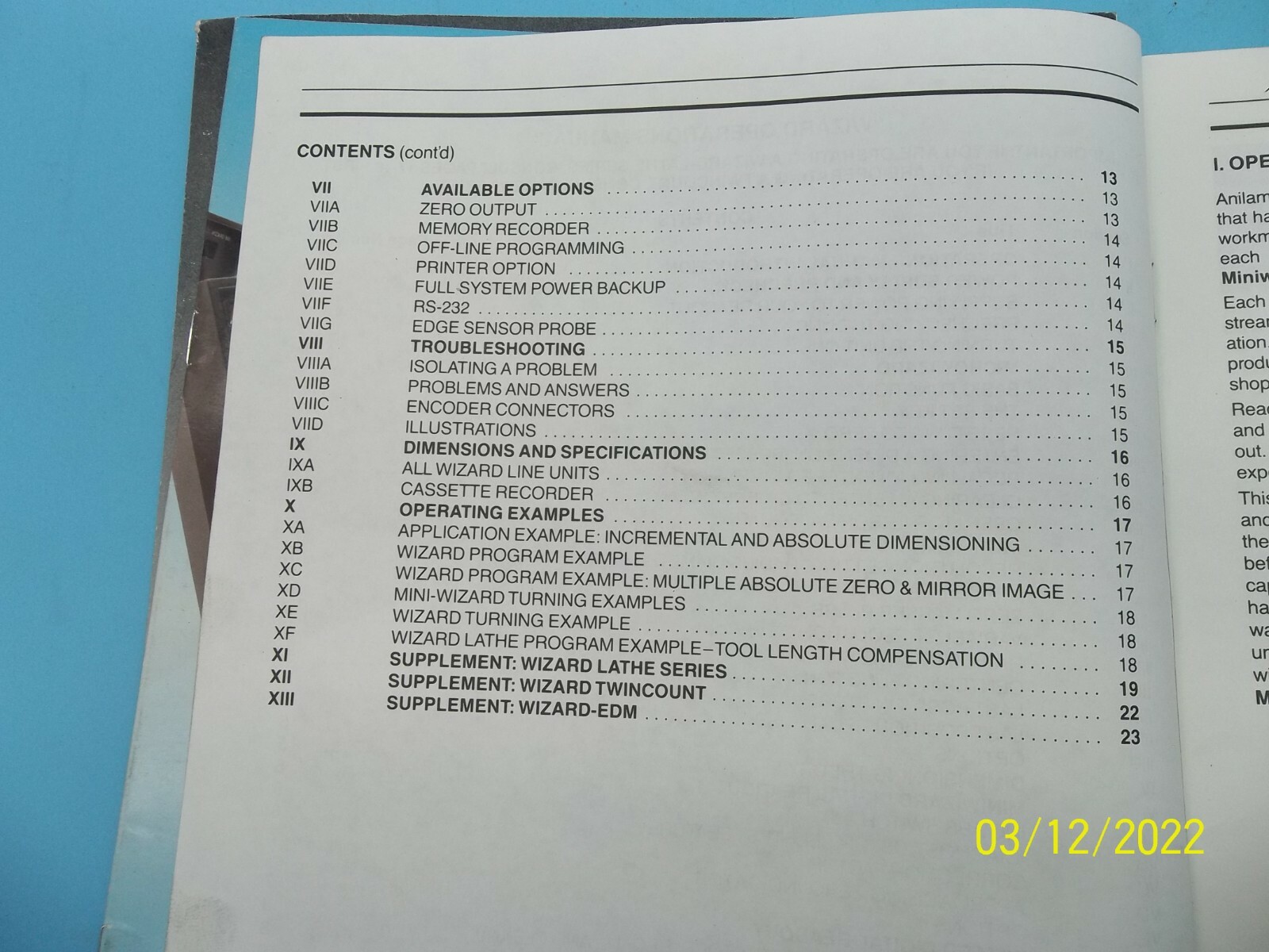 ANILAM Wizard DRO 700119 Operating Manual (MS-471)