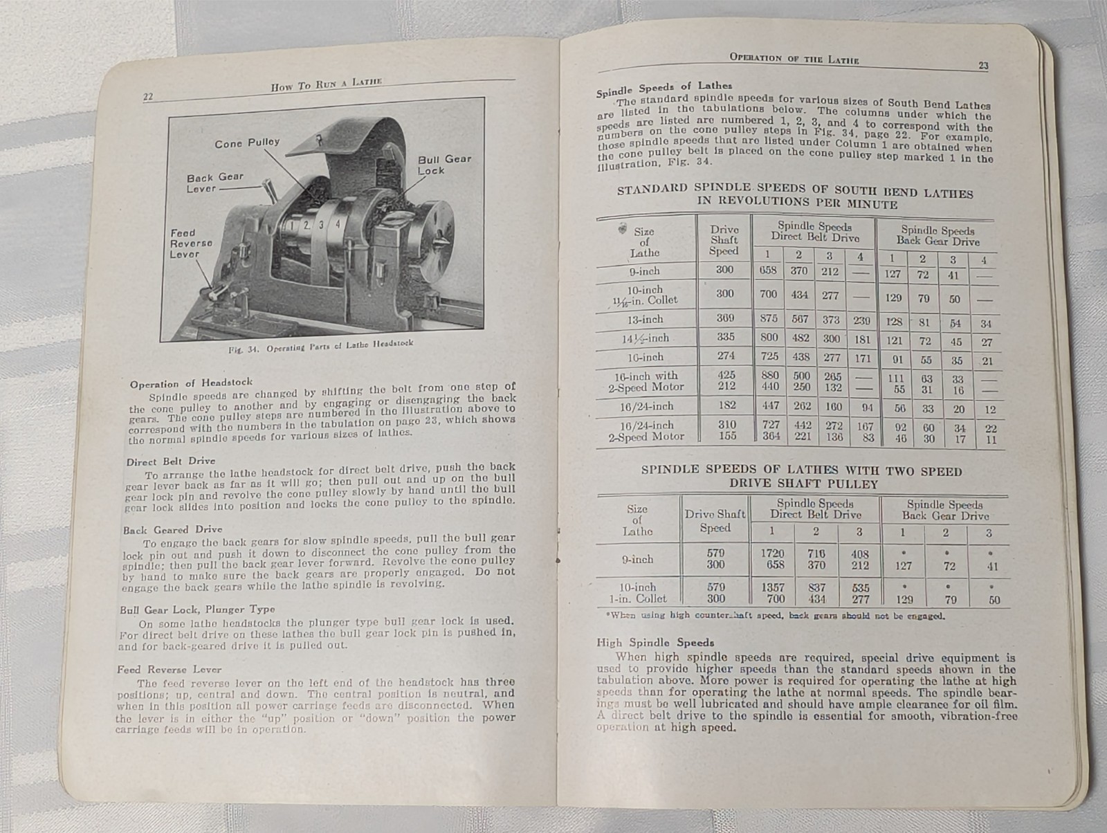 1943 HOW TO RUN A LATHE REFERENCE BOOK MACHINERY VOLUME 1 INFORMATION BOOKLET