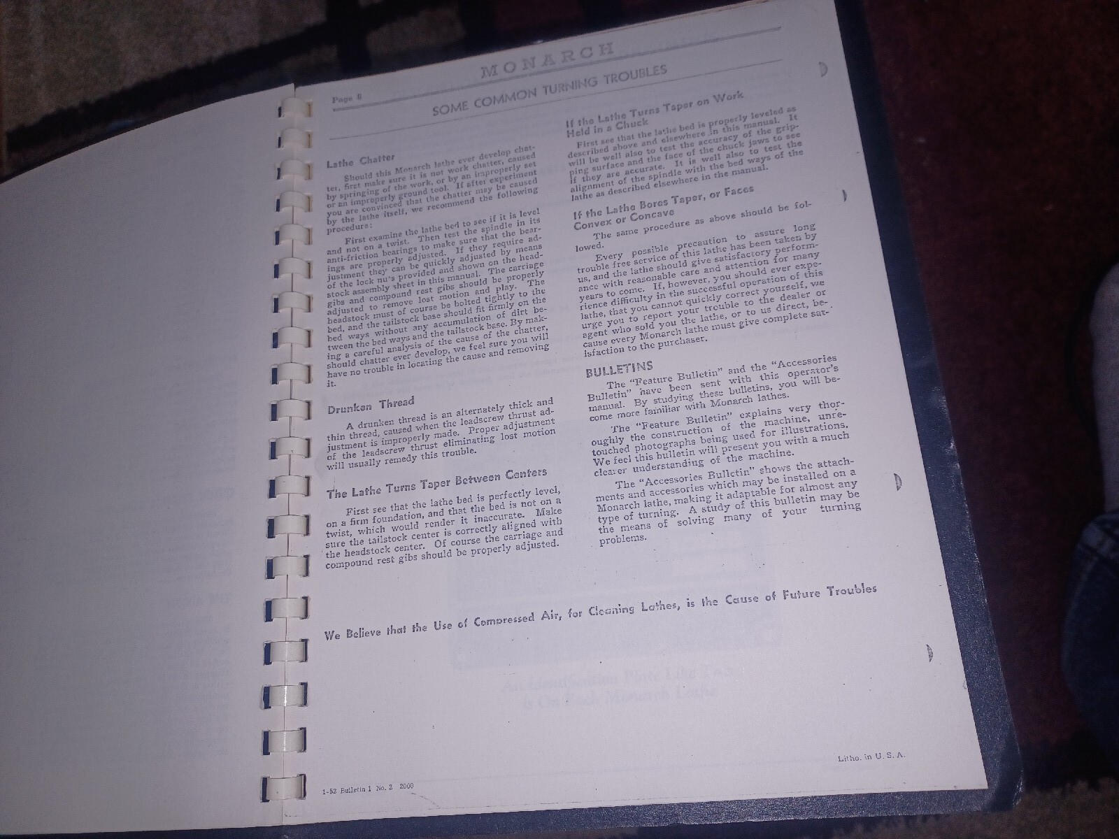 OPERATORS MANUAL FOR MONARCH LATHE NO N-37486 HANDBOOK INSTRUCTIONS PARTS BOOK
