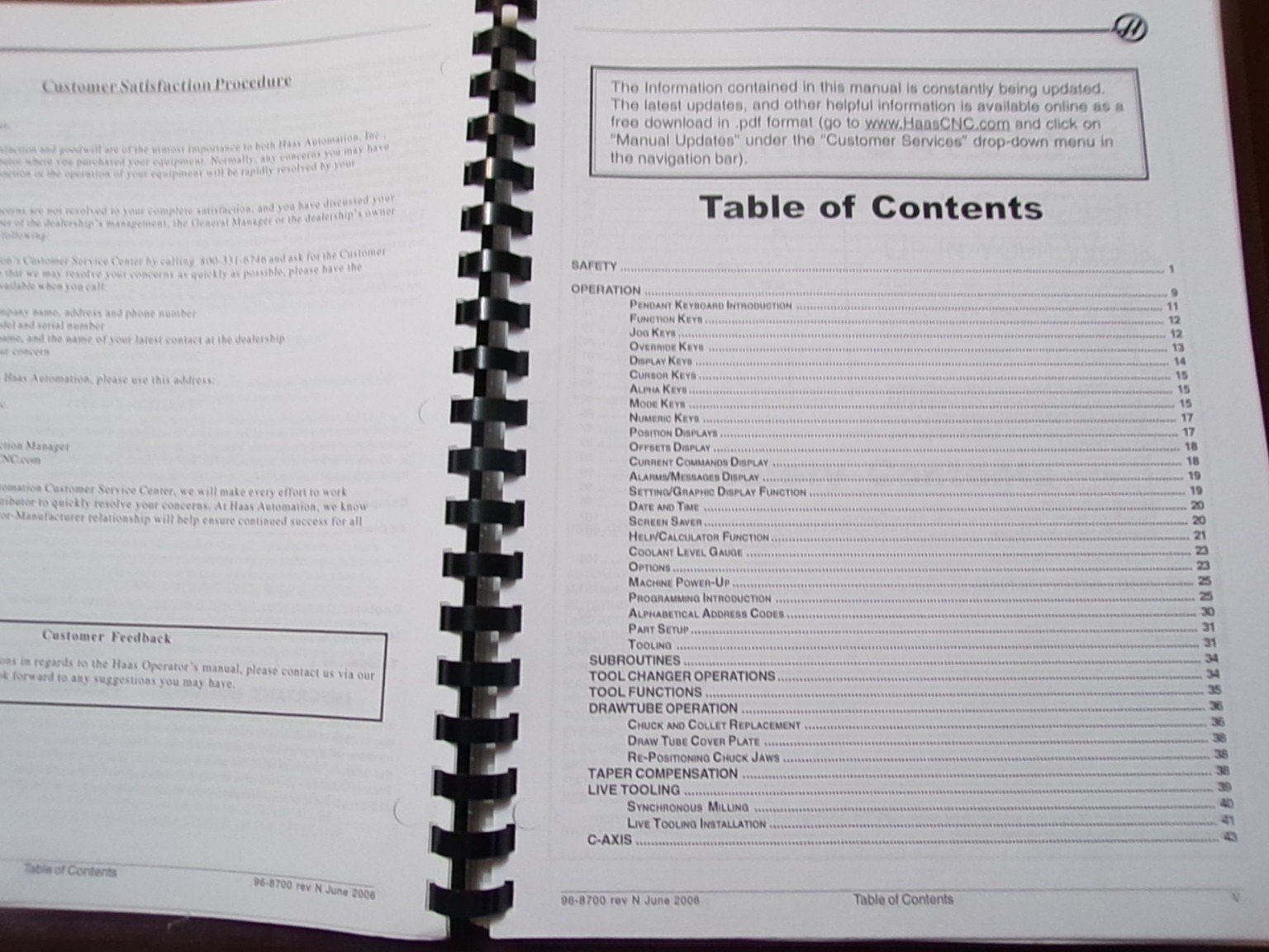 Haas CNC Lathe Operator’s Manual June 2006