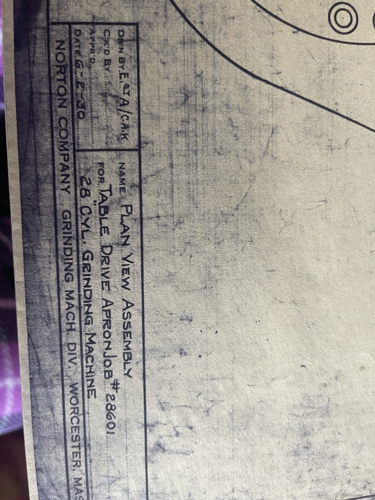 Norton Blueprints for Norton Grinding and Lapping Machines, Assorted 11 total