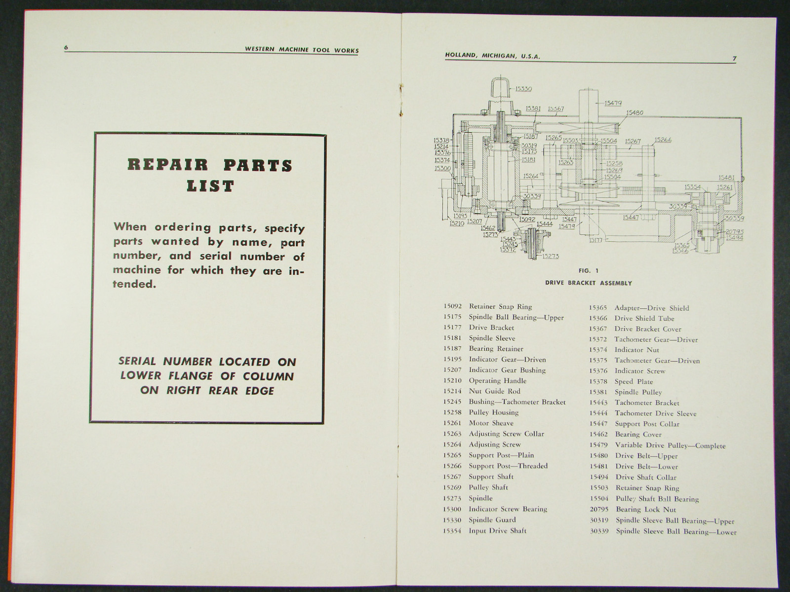 Western Machine No. 2-12 Drill Operator Handbook & Repair Parts List *1093