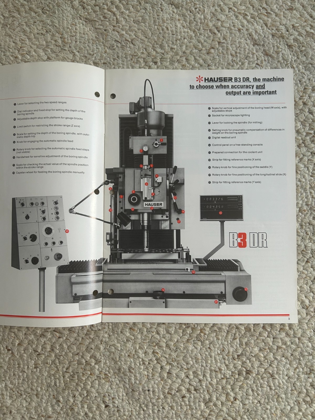 Hauser B3 DR Jig Boring Machine, Sales Catalog, Swiss Made