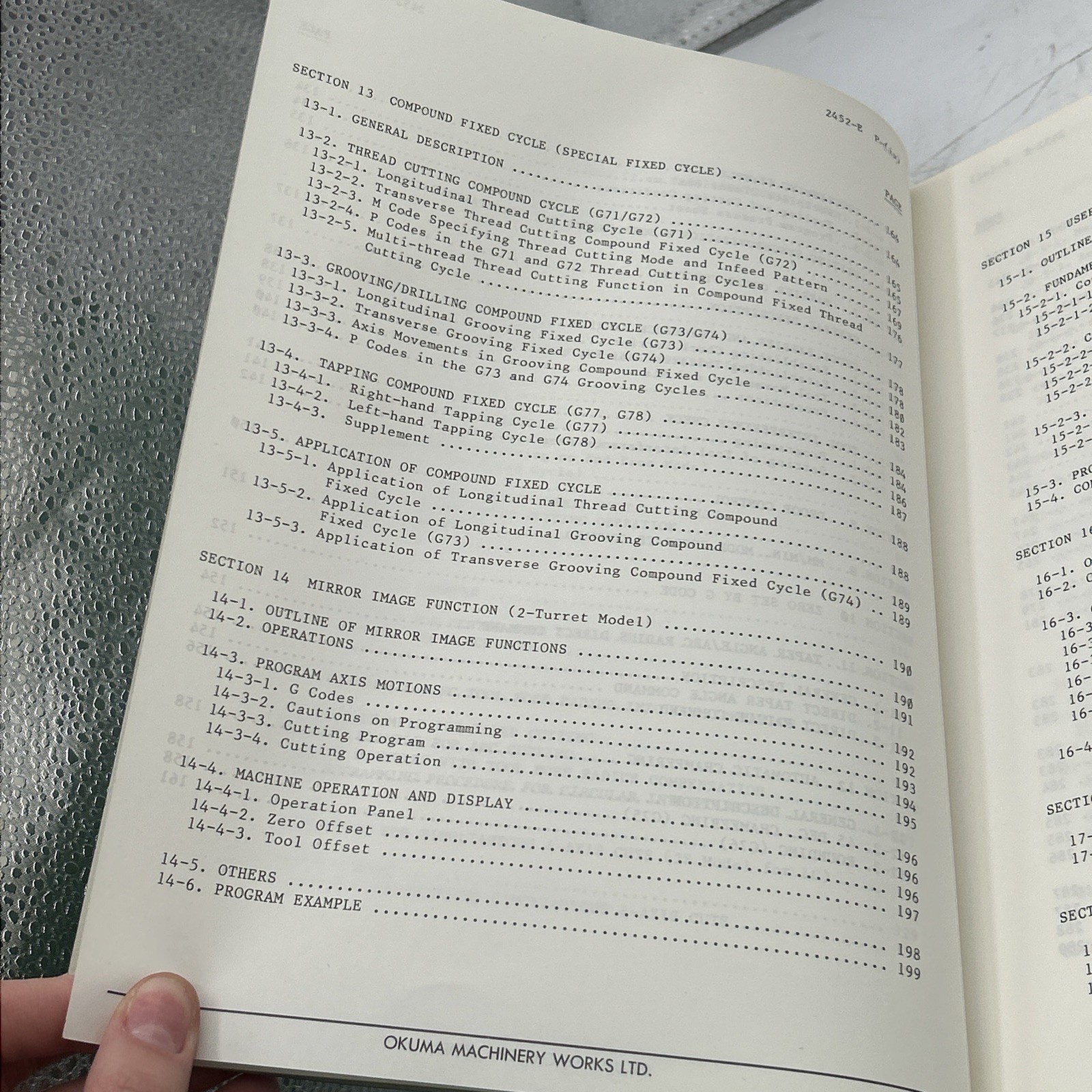 Okuma OSP500L-G OSP5000L-G CNC Systems Programming Manual 7th Edition See Pics