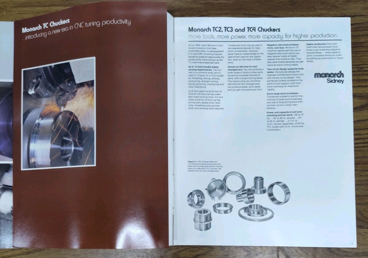 Monarch Machine Tool Co. Sidney OH Brochure Catalogs TC Chuckers Industrial Vtg