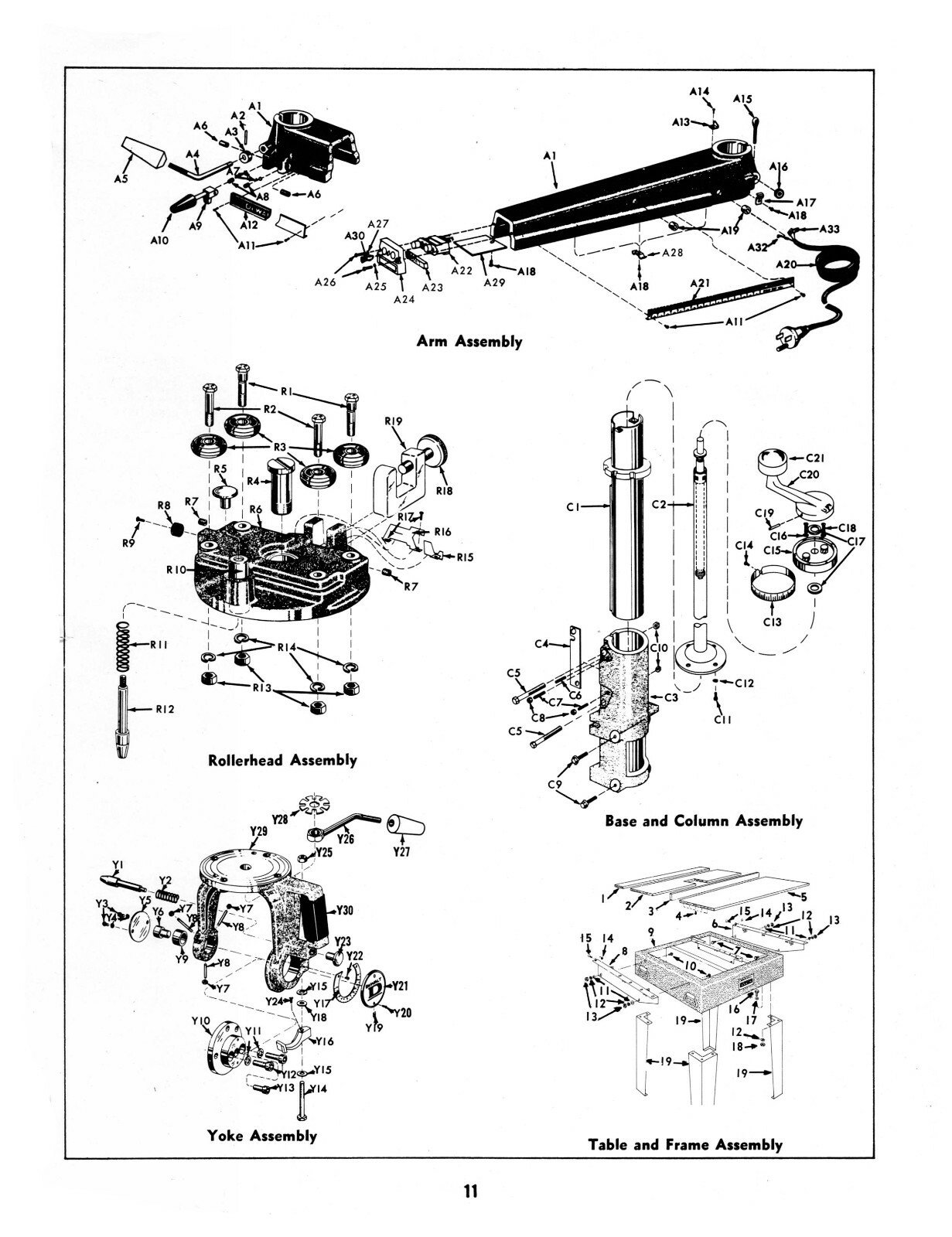 Dewalt Radial Arm Saw 1501, 1503, 1511, 1513 Instruct & Parts List Manual #1187