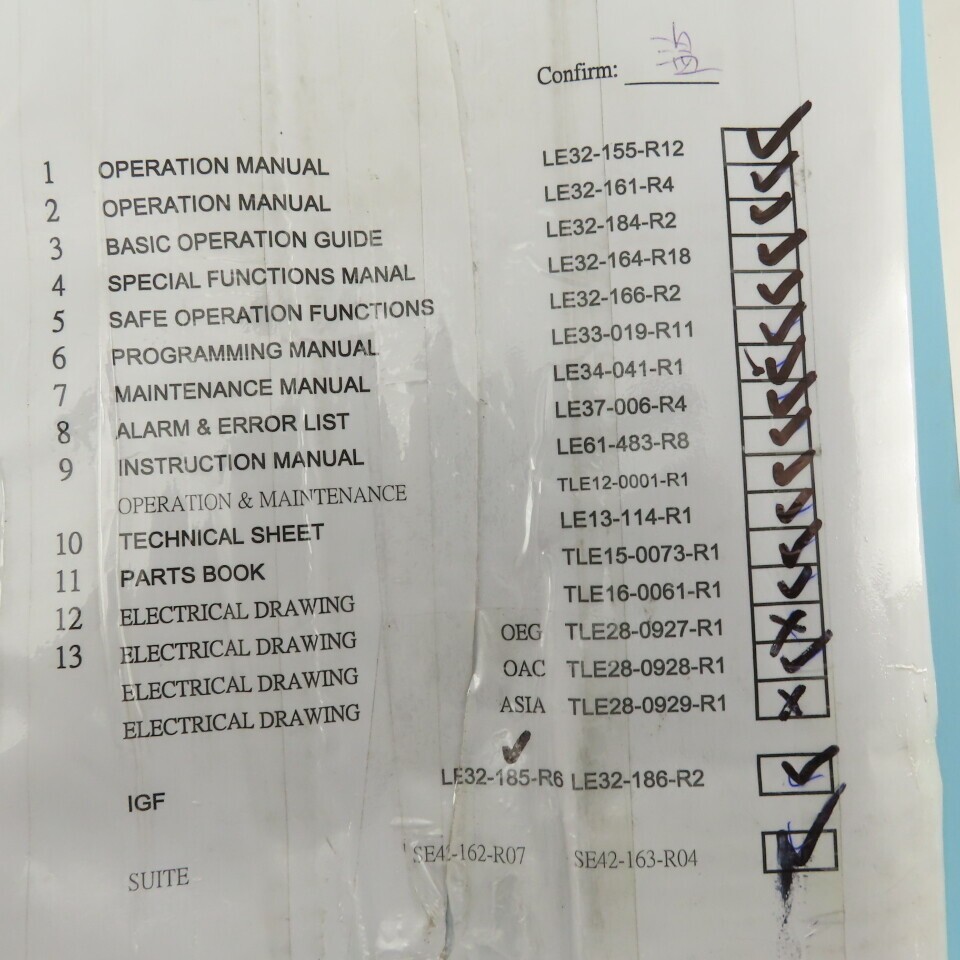Okuma Genos L Series L3000-e Entire Maintenance Operations Catalog Manual Bundle
